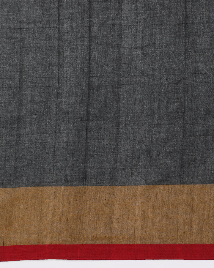 Handloom Colour block Cotton Saree with pompoms | SHOBITAM