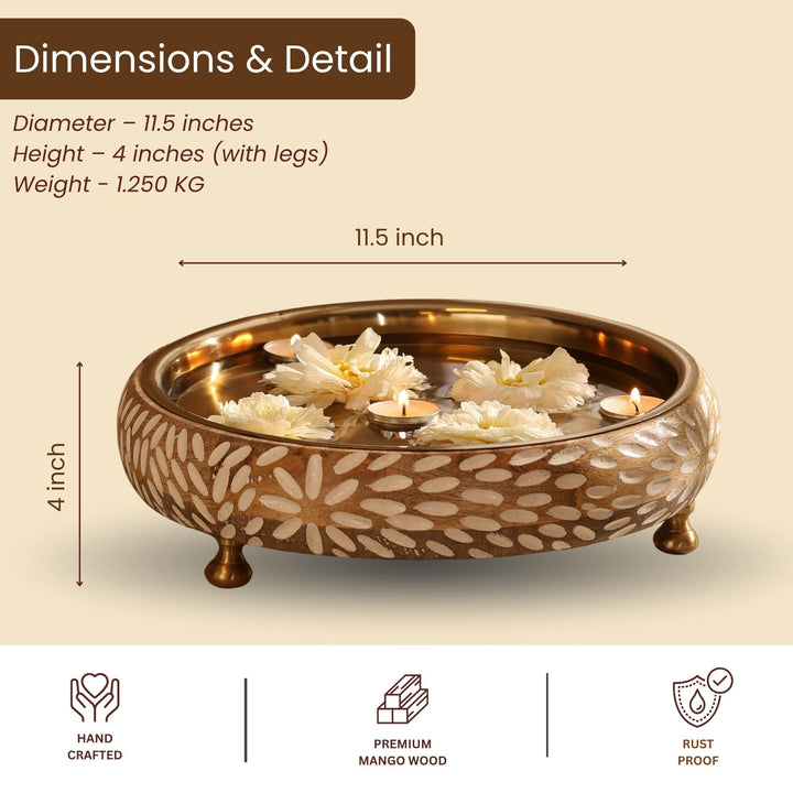 Vrinda Handcrafted Wooden and metal Festive Urli
