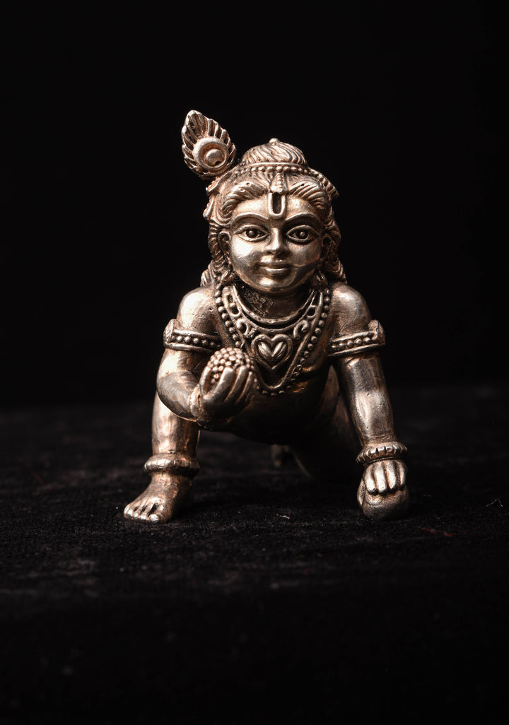Silver Antique Finish ⁠Laddu Gopal Ldol