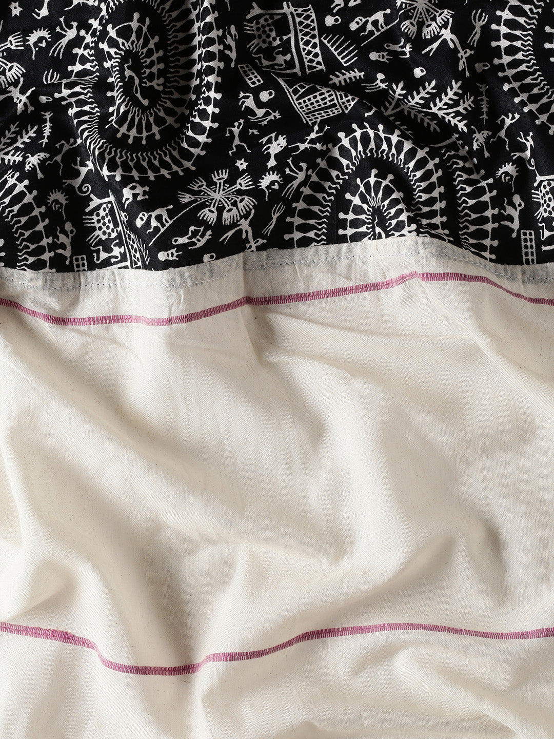 Cream Handloom Khesh Print Pure Cotton saree