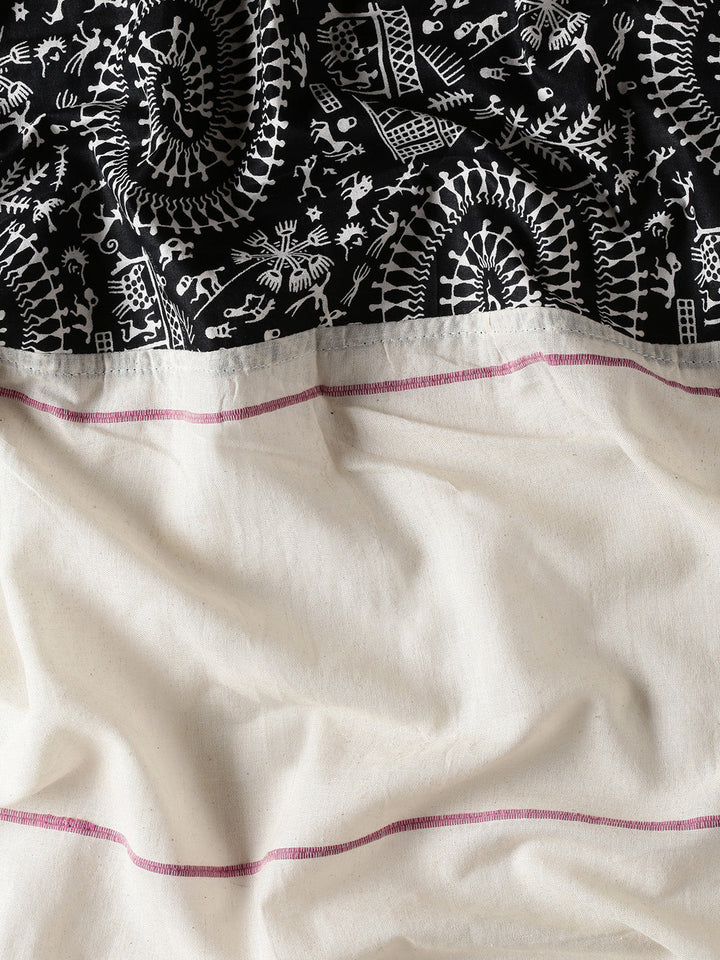 Cream Handloom Khesh Print Pure Cotton saree