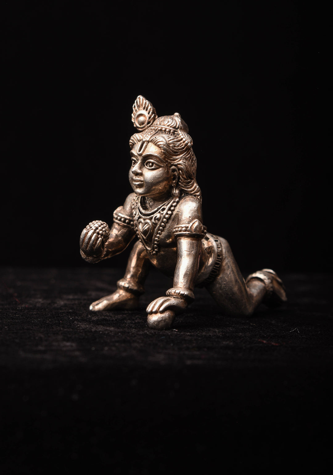 Silver Antique Finish ⁠Laddu Gopal Ldol
