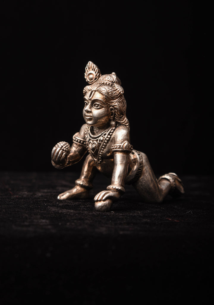 Silver Antique Finish ⁠Laddu Gopal Ldol