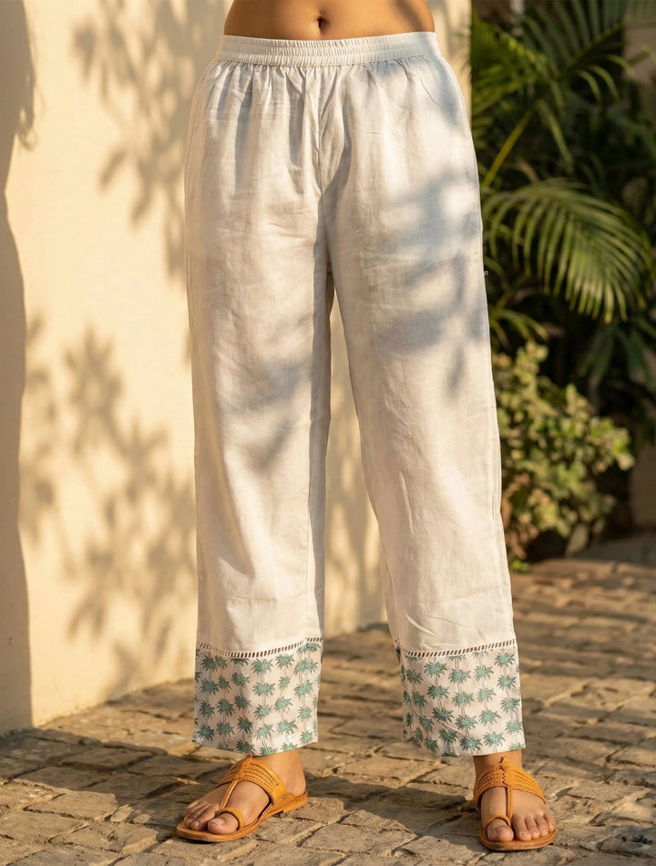 White Yellow Printed Anarkali Kurta Pant Dupatta Set | SHOBITAM