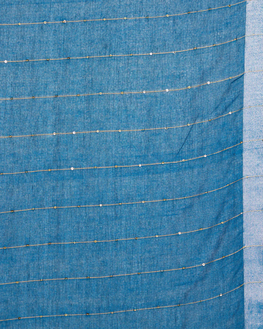 Blue Handloom Sequins Cotton Handloom Saree
