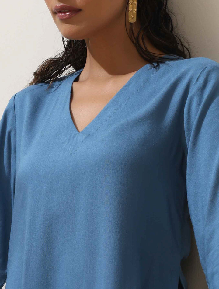 Blue Viscose Kurta Pant Set | SHOBITAM
