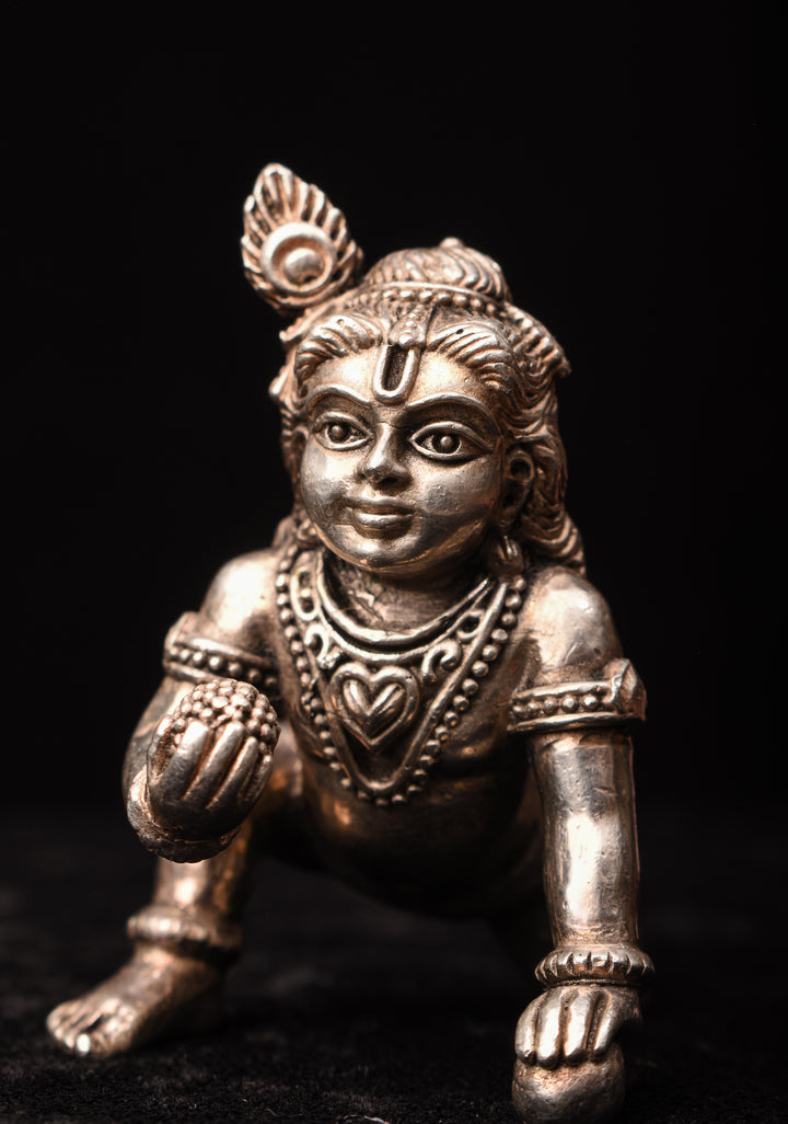 Silver Antique Finish ⁠Laddu Gopal Ldol