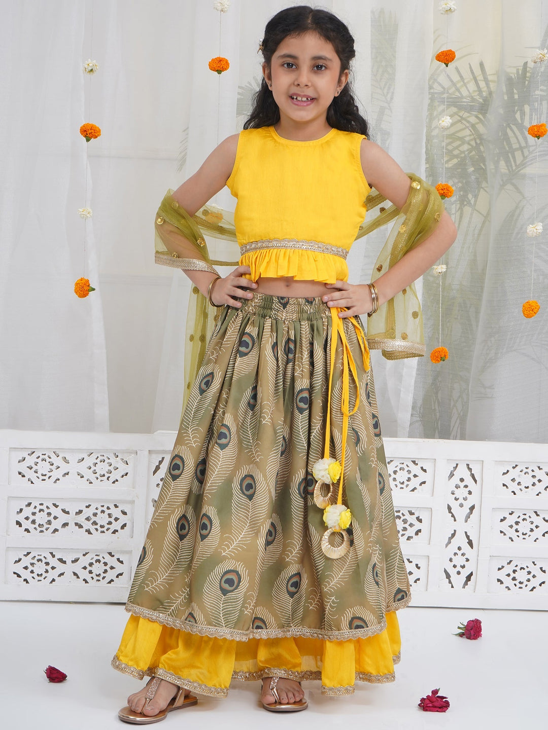 Girls Mor Pankh Lehenga Set | SHOBITAM