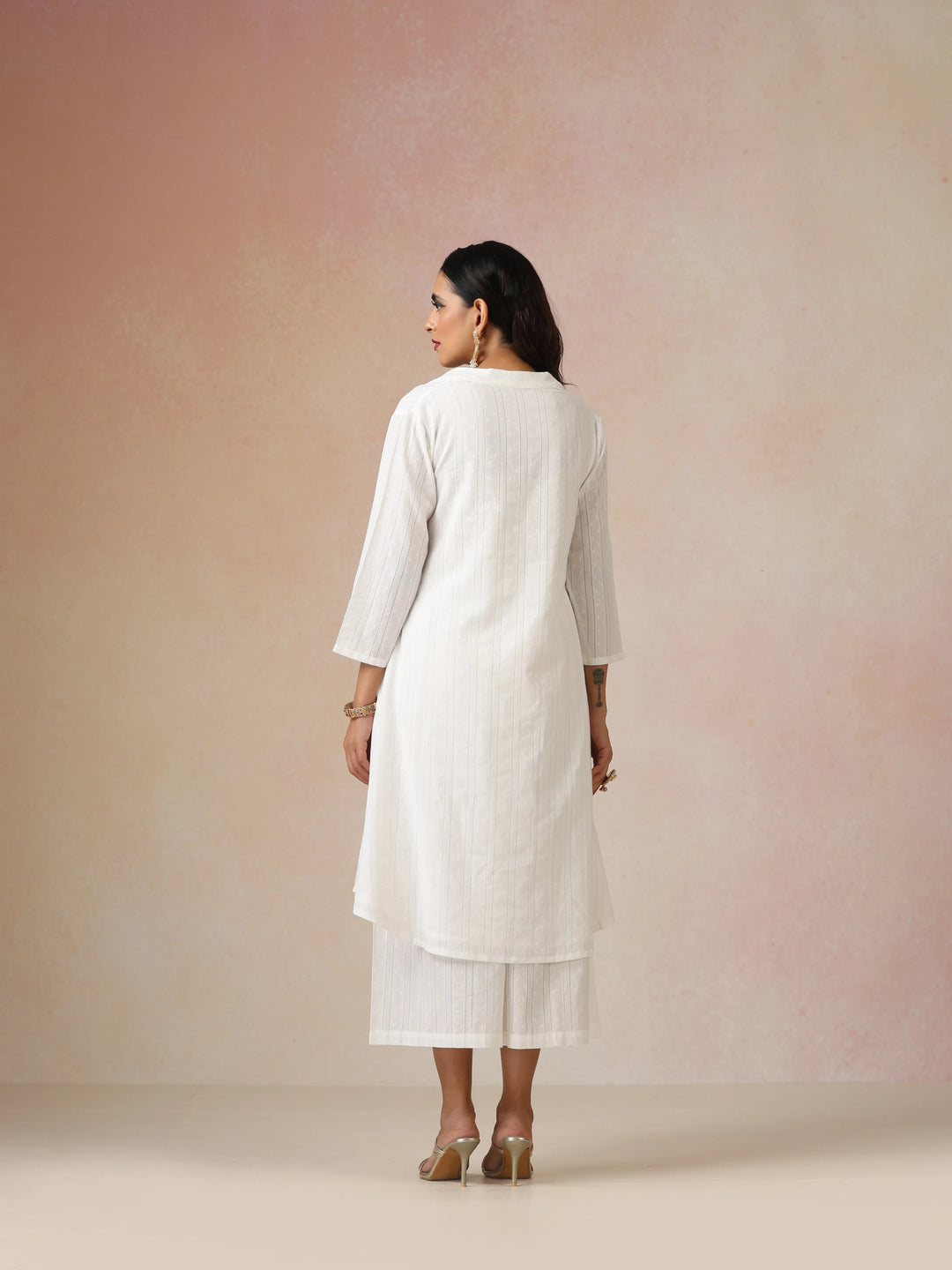 White Dobby Kurta Set | SHOBITAM