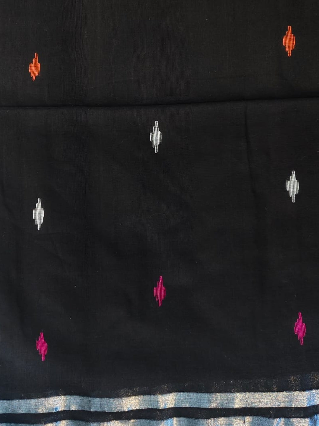 Black Handloom Jamdani Cotton Saree | SHOBITAM