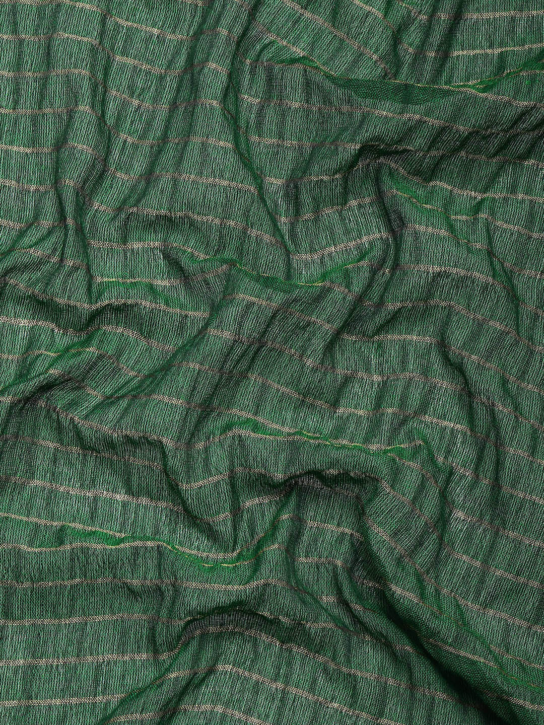 Green Pure Cotton Saree With Blouse Piece | SHOBITAM