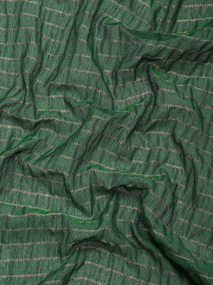 Green Pure Cotton Saree With Blouse Piece | SHOBITAM