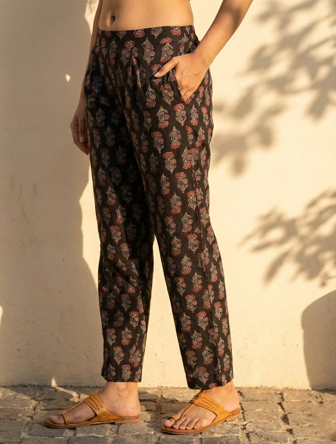 Black Boota Print Angrakha Kurta Pant Dupatta Set | SHOBITAM