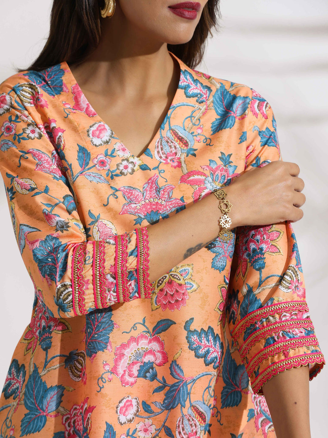 Orange Print Kurta Co-ord Set  | SHOBITAM
