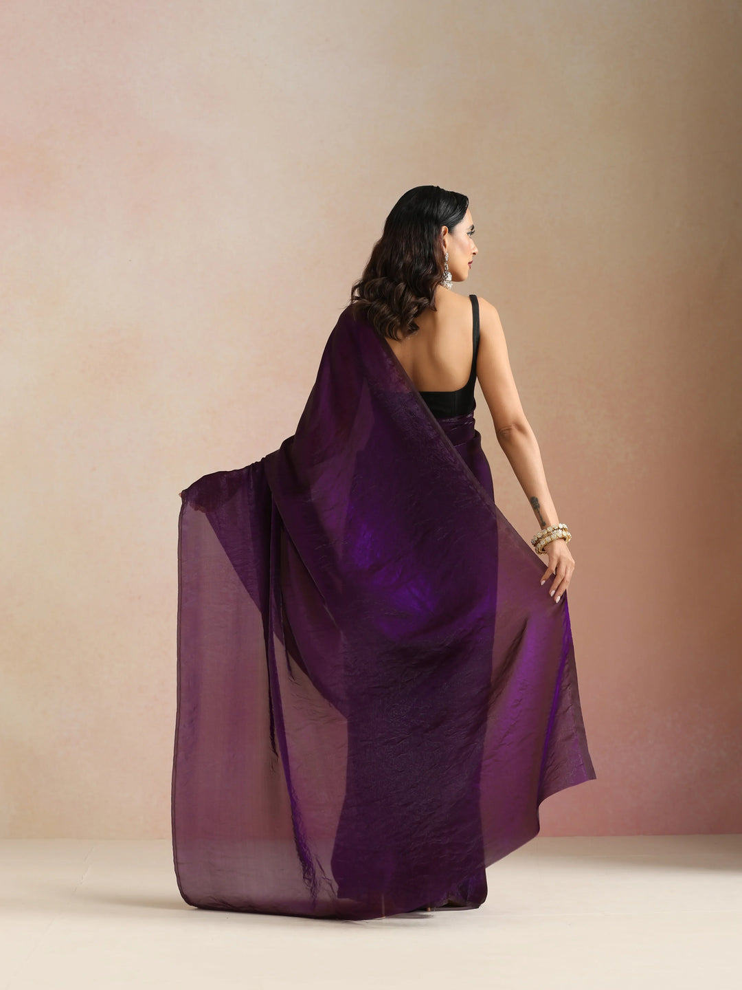 Purple Tissue Saree With Unstitched Blouse| SHOBITAM