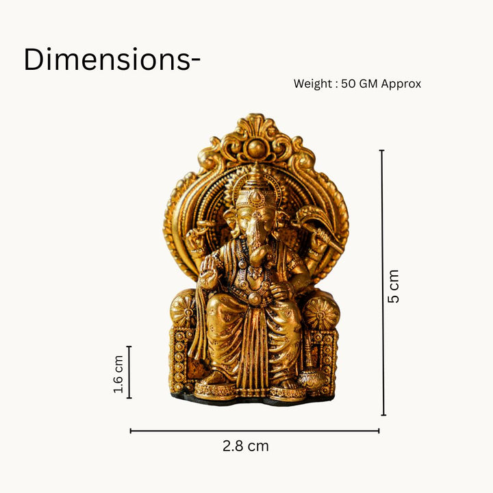 Handmade Brass Ganesha Idol for Car Dashboard | Lalbaugcha Raja Ganpati Murti
