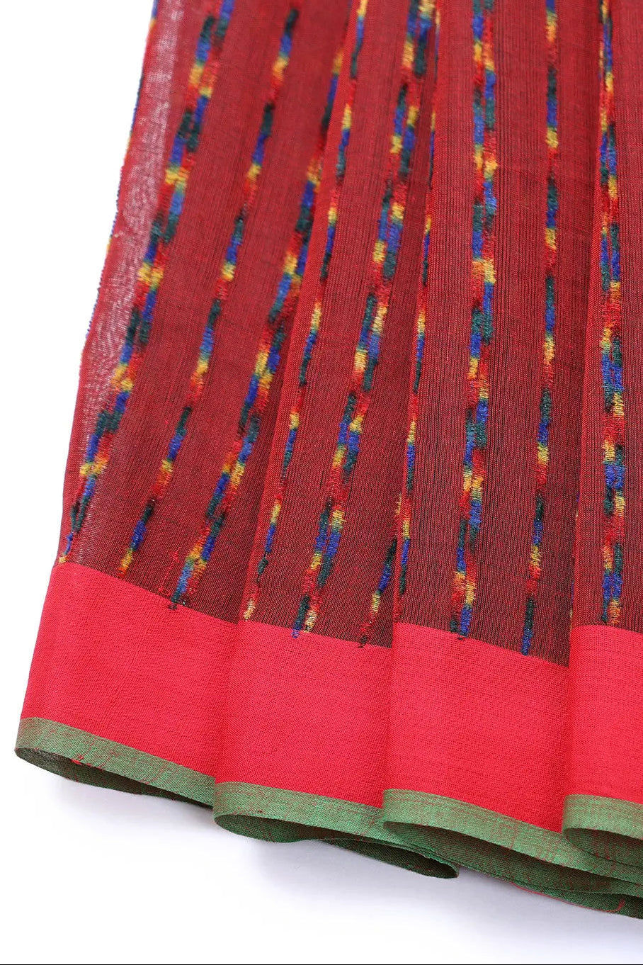 Traditional Maroon Handloom Cotton Kanchi Saree | SHOBITAM