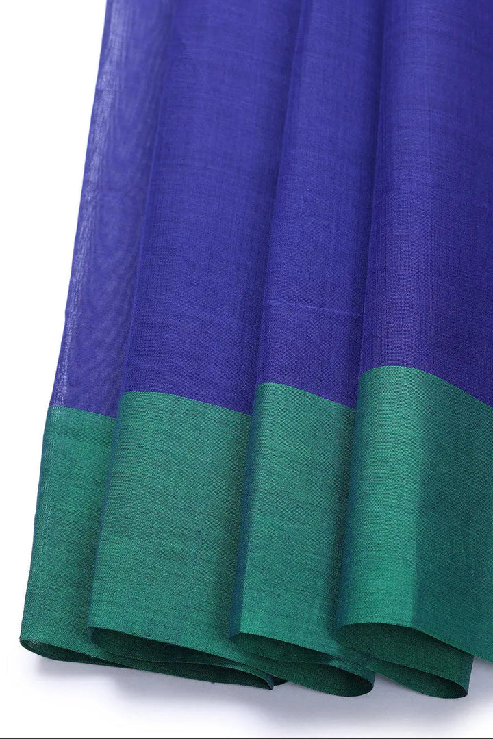 Blue And Pink Pure Cotton Handloom Kanchi Saree | SHOBITAM