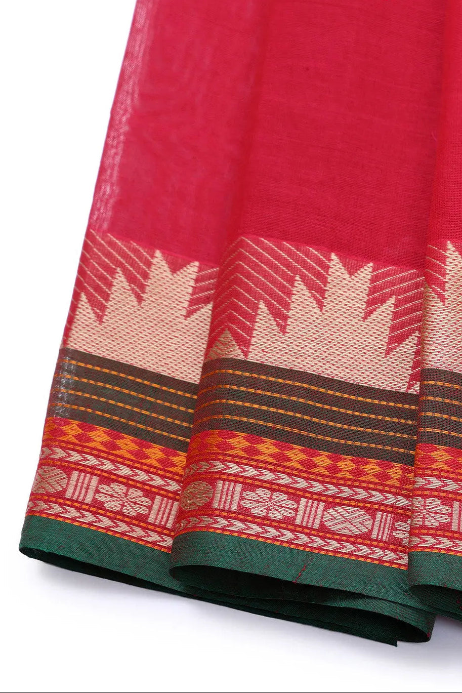 Magenta Pure Kanchi Cotton Saree | SHOBITAM