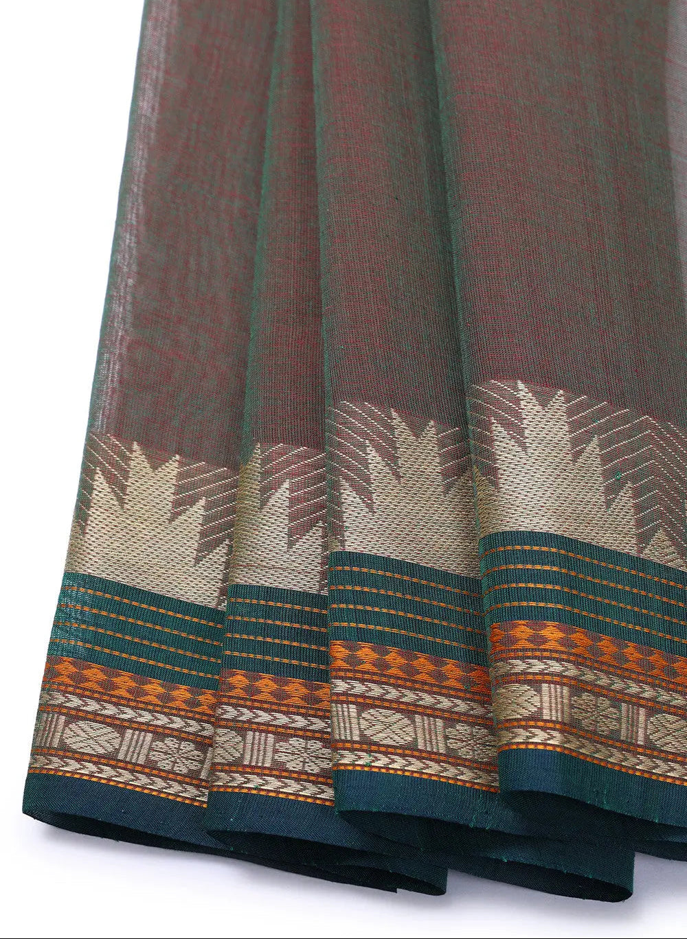 Maroon Handloom Pure Cotton Kanchi Saree | SHOBITAM