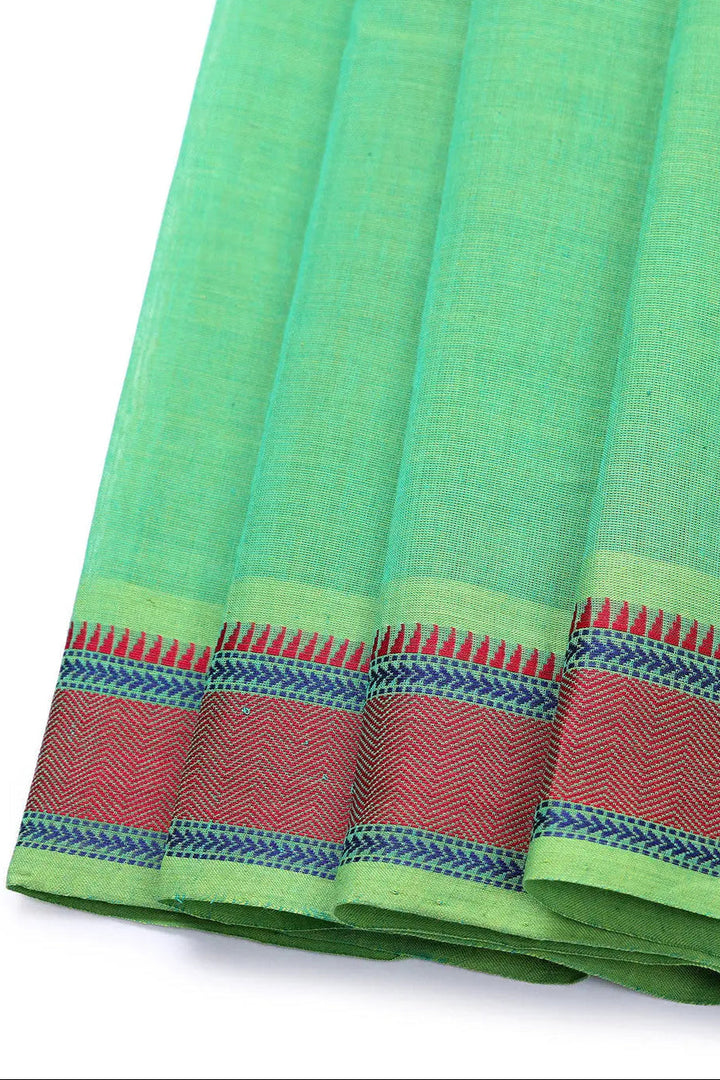Emerald Green Pure Cotton Saree | SHOBITAM