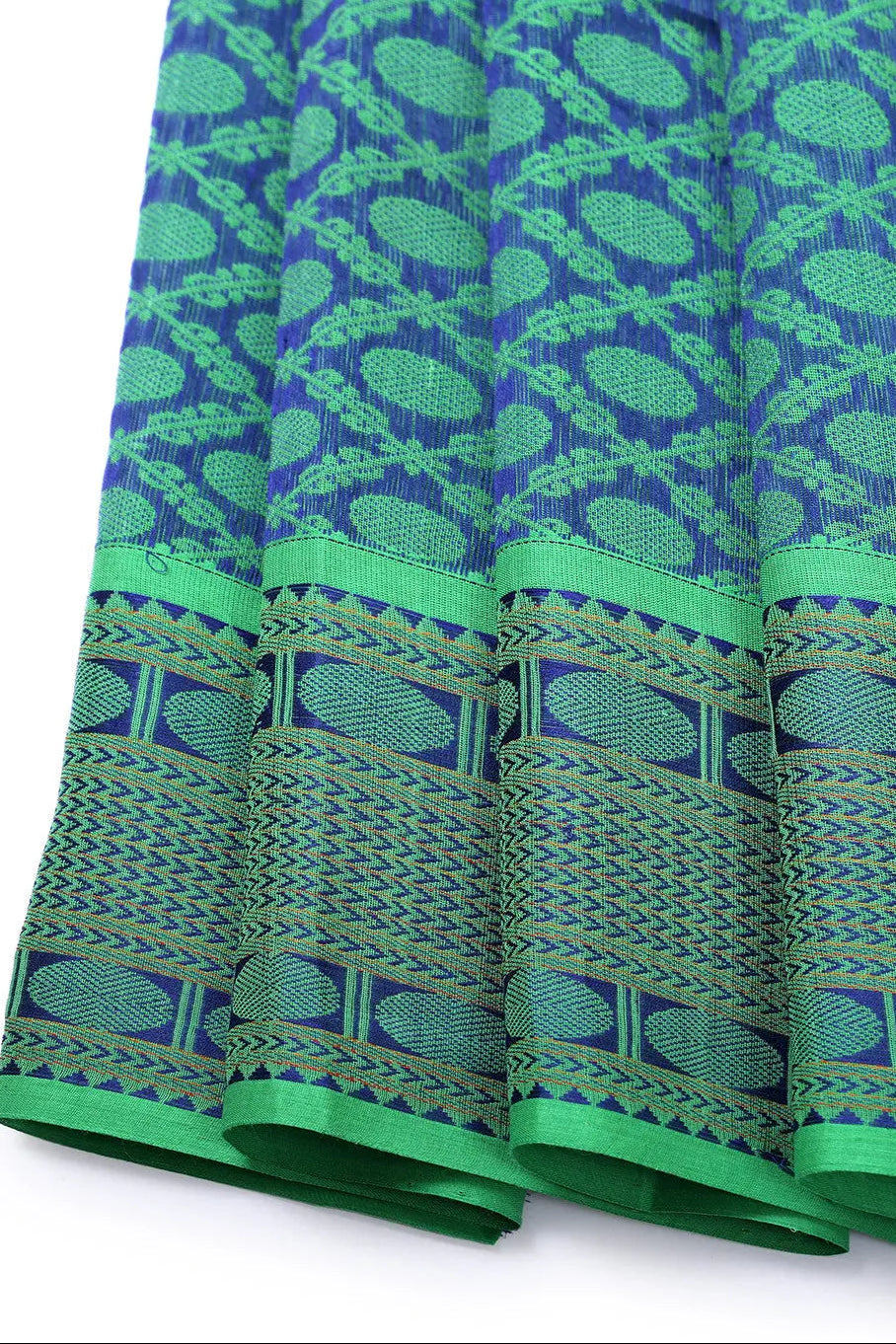 Green Pure Cotton Handloom Kanchi Saree | SHOBITAM