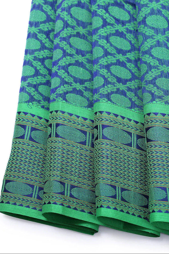 Green Pure Cotton Handloom Kanchi Saree | SHOBITAM