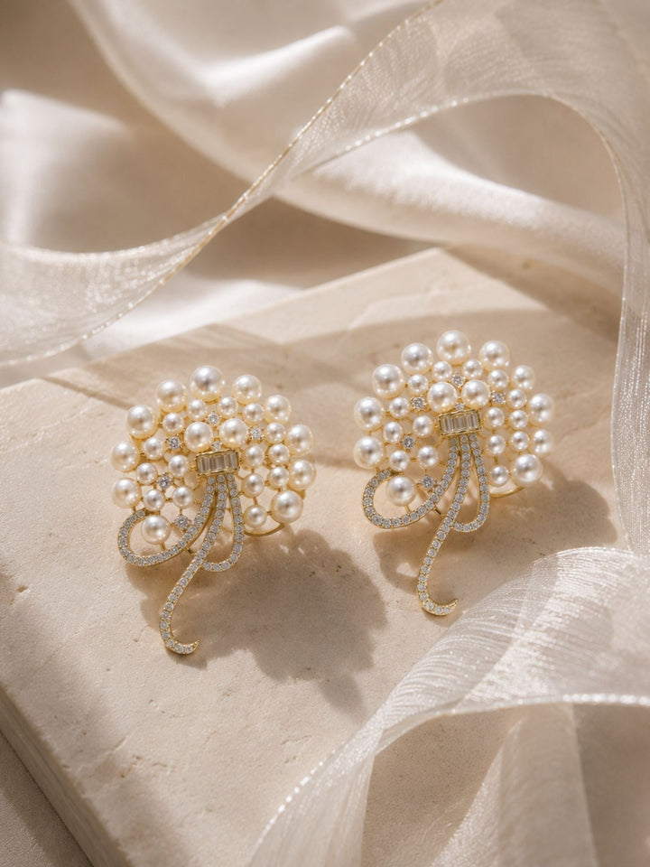 Gold Plated American Diamond Studs Earring | SHOBITAM