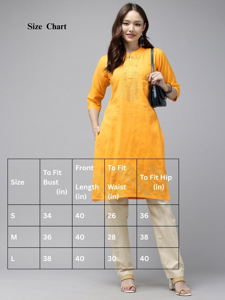 Yellow Kantha Cotton Kurta | SHOBITAM