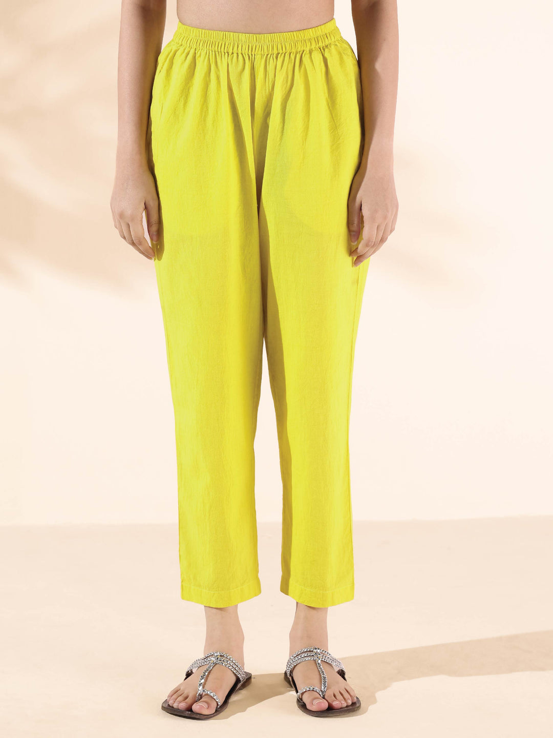 Lime Cotton Ikat Kurta Pant Set | SHOBITAM