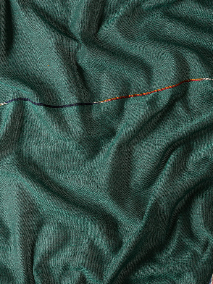 Bottle Green Pure Cotton Saree with Blouse piece