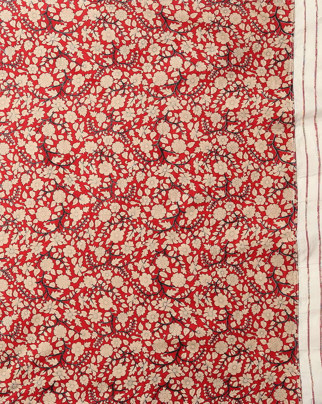 White Red Ajrak Print Khesh Cotton Saree with Blouse piece | SHOBITAM