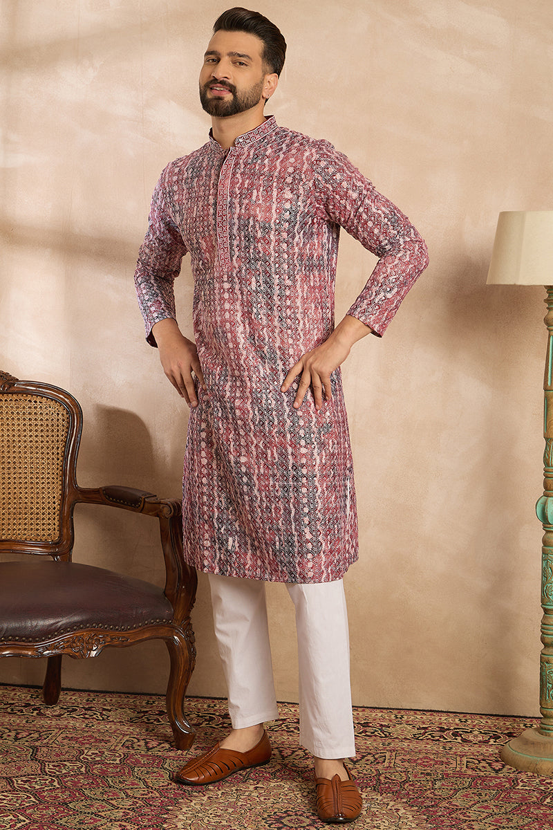 Brown Viscose Rayon Solid Printed Straight Kurta | SHOBITAM