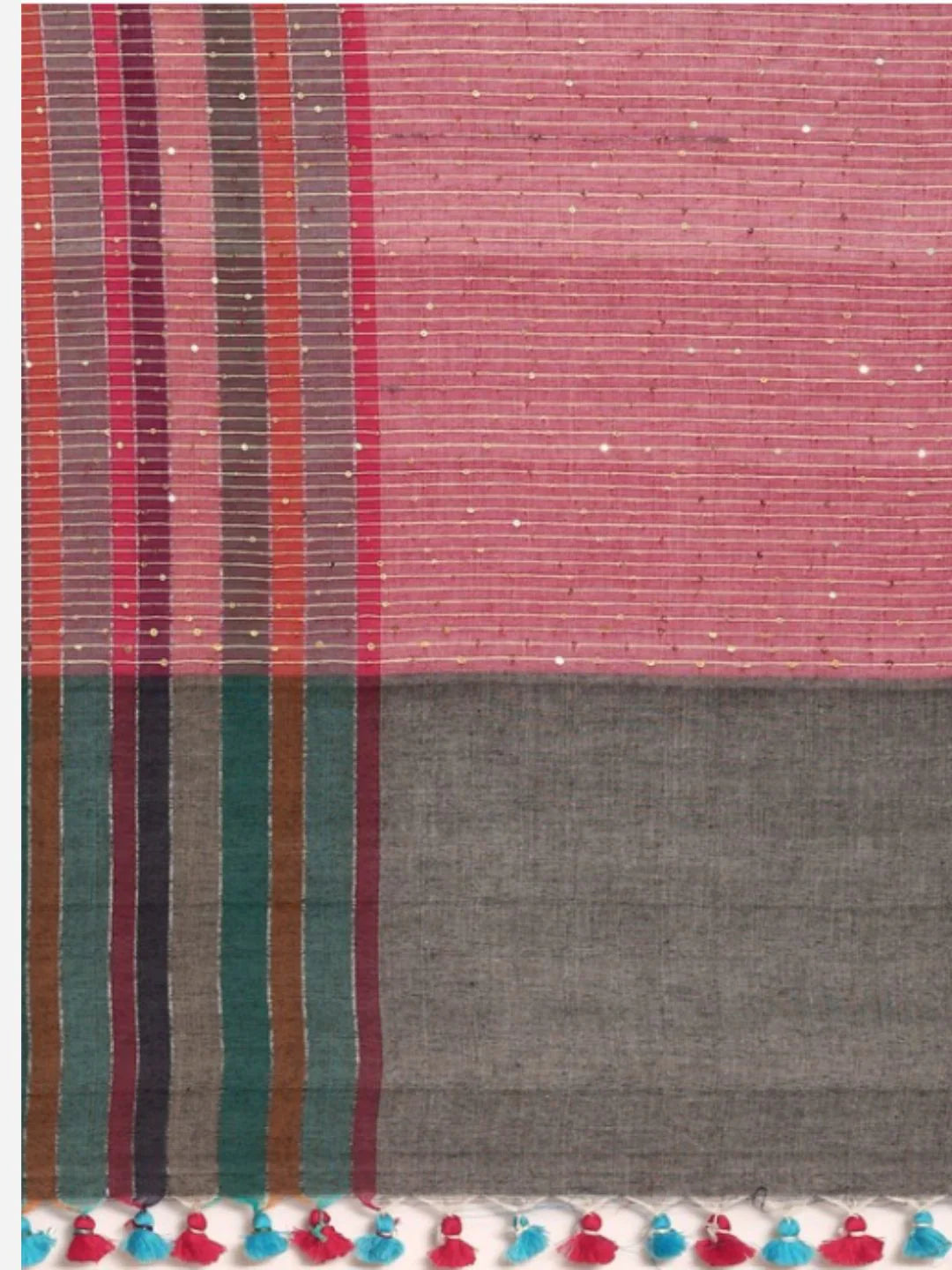 Blue Sequins Cotton Handloom Saree