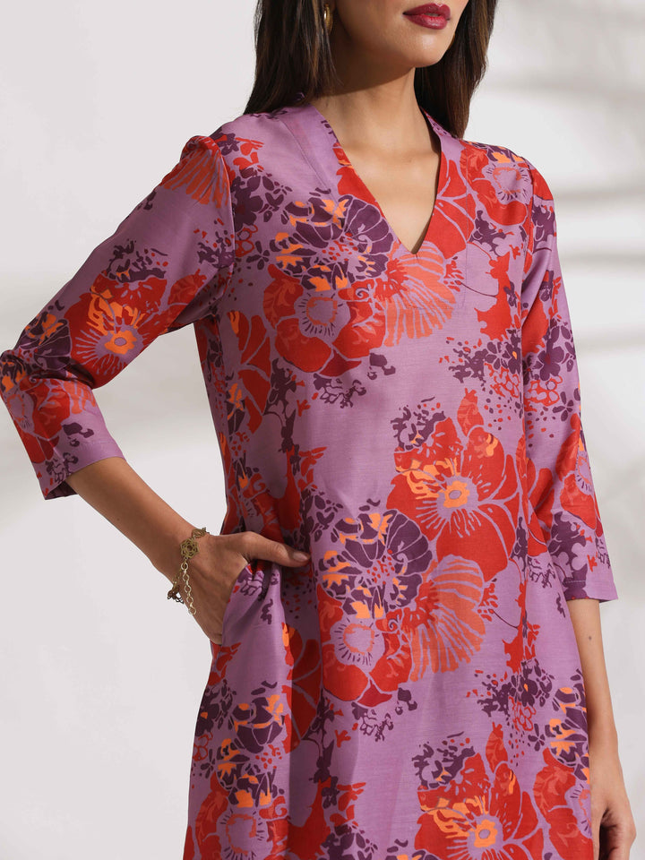 Purple Print Kurta Co-ord Set | SHOBITAM
