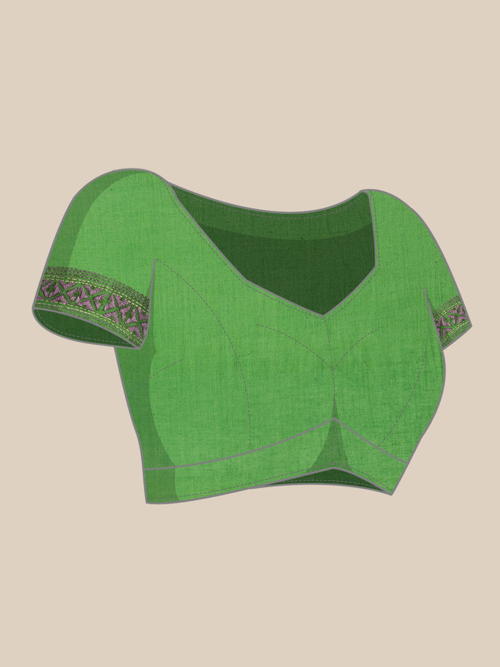 Parrot Green Khesh Kantha Cotton Saree