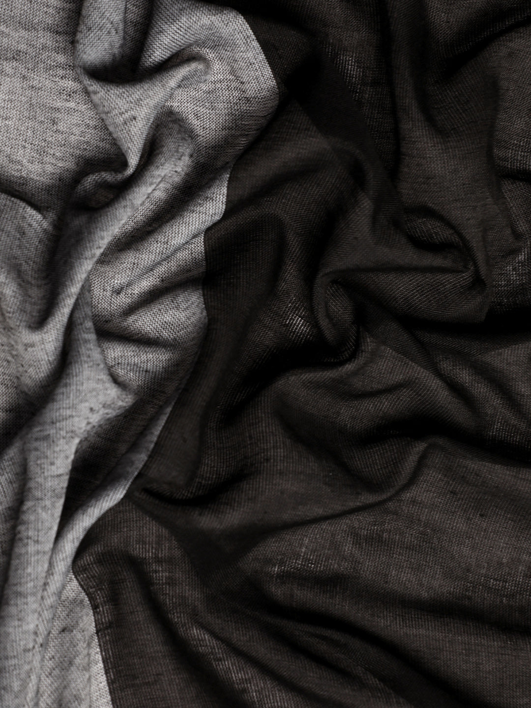 Gray Color block Pure Cotton Saree with Minimal Border and  Blouse piece