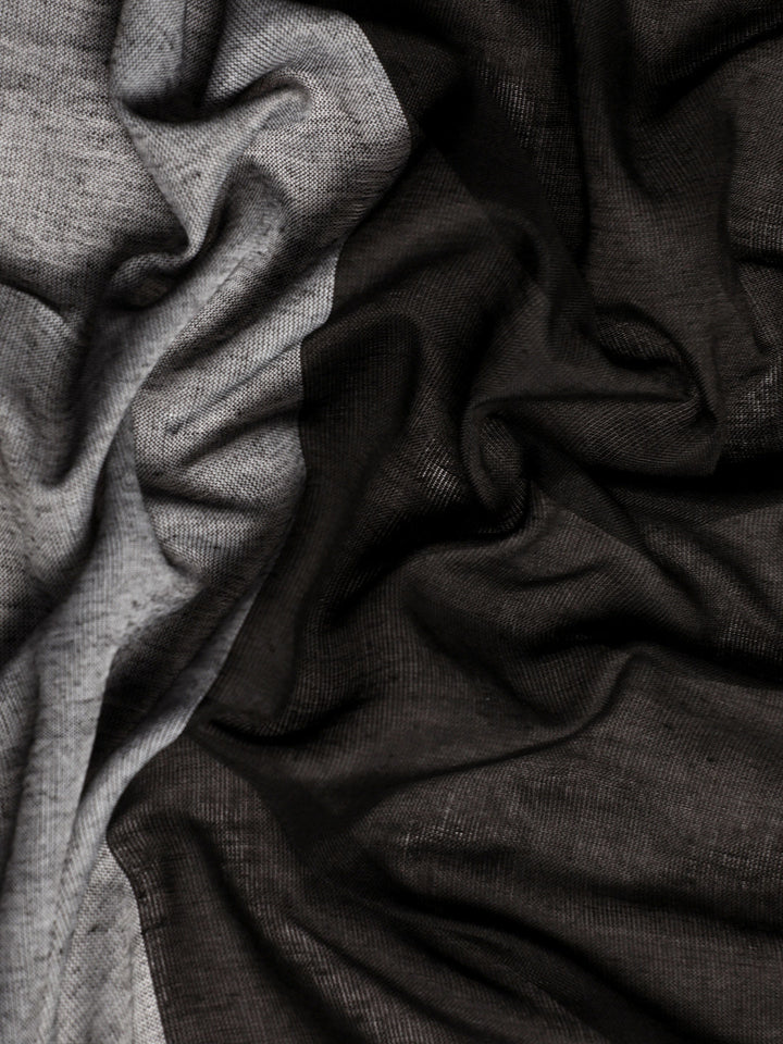 Gray Color block Pure Cotton Saree with Minimal Border and  Blouse piece