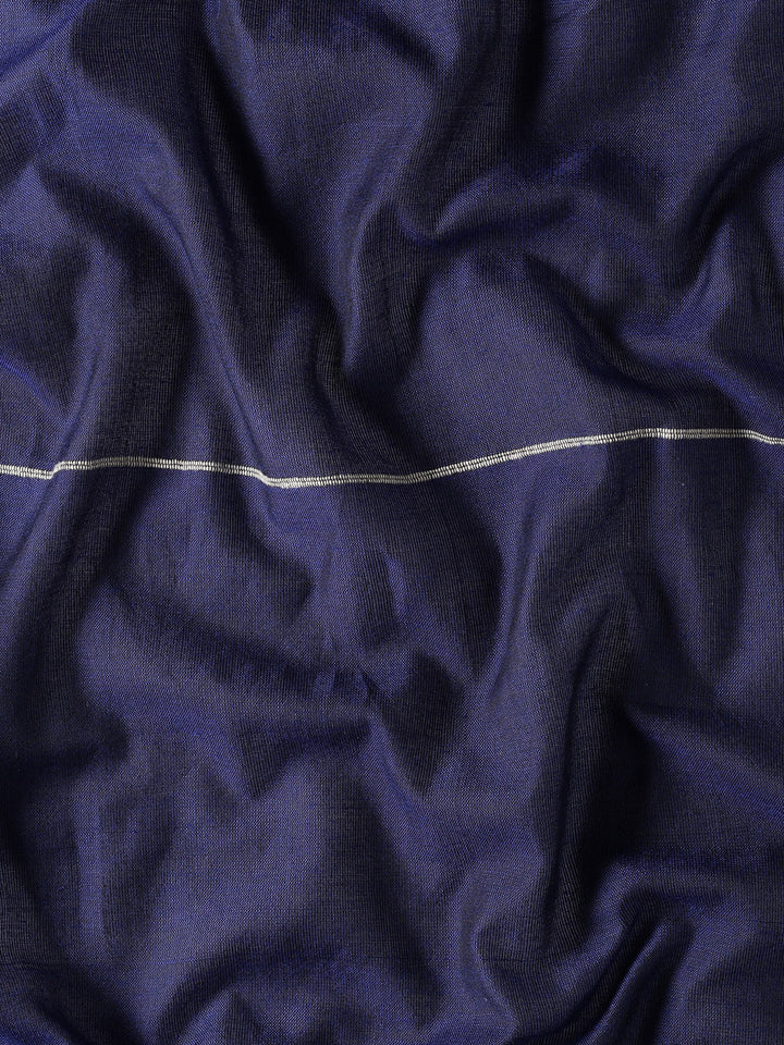 Blue Pure Cotton Saree with Long Tassels and Blouse piece