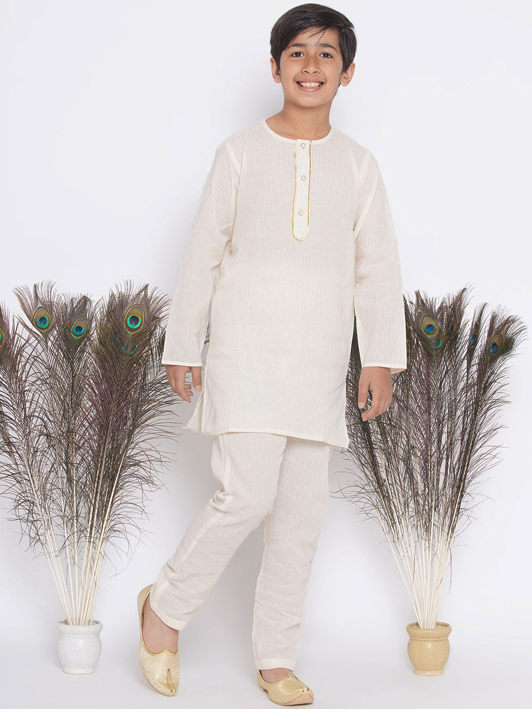 Orange Pink Floral Embroidery Jacket with Cotton Kantha kurta and Kantha Pyjama | SHOBITAM