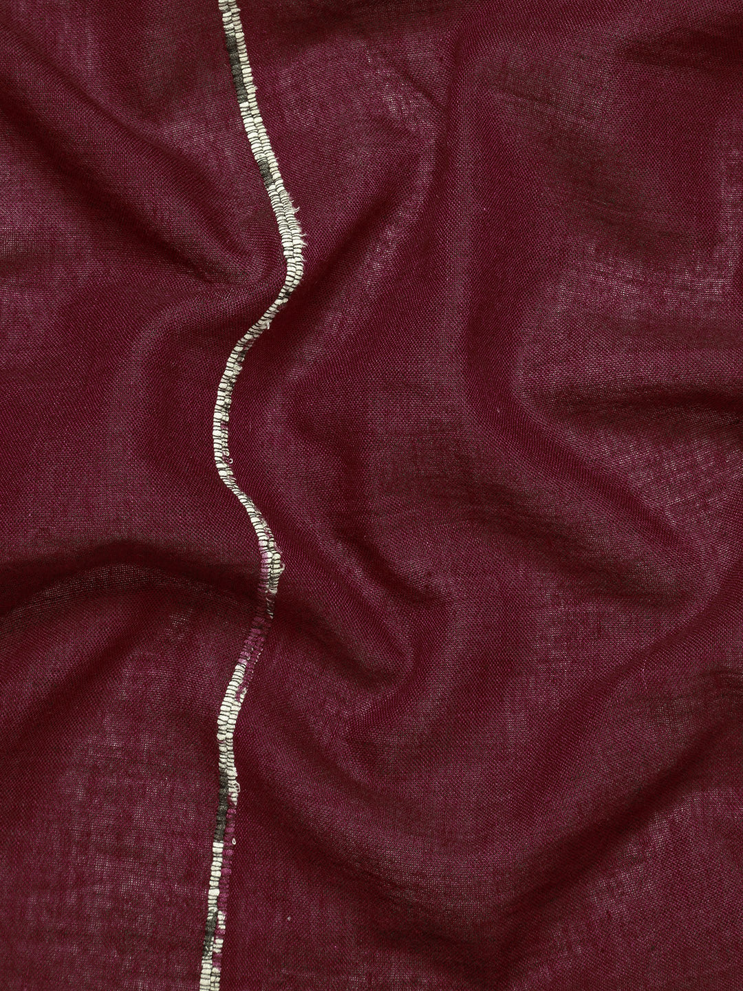 Maroon Yellow Khesh Kantha Stitch Cotton Saree