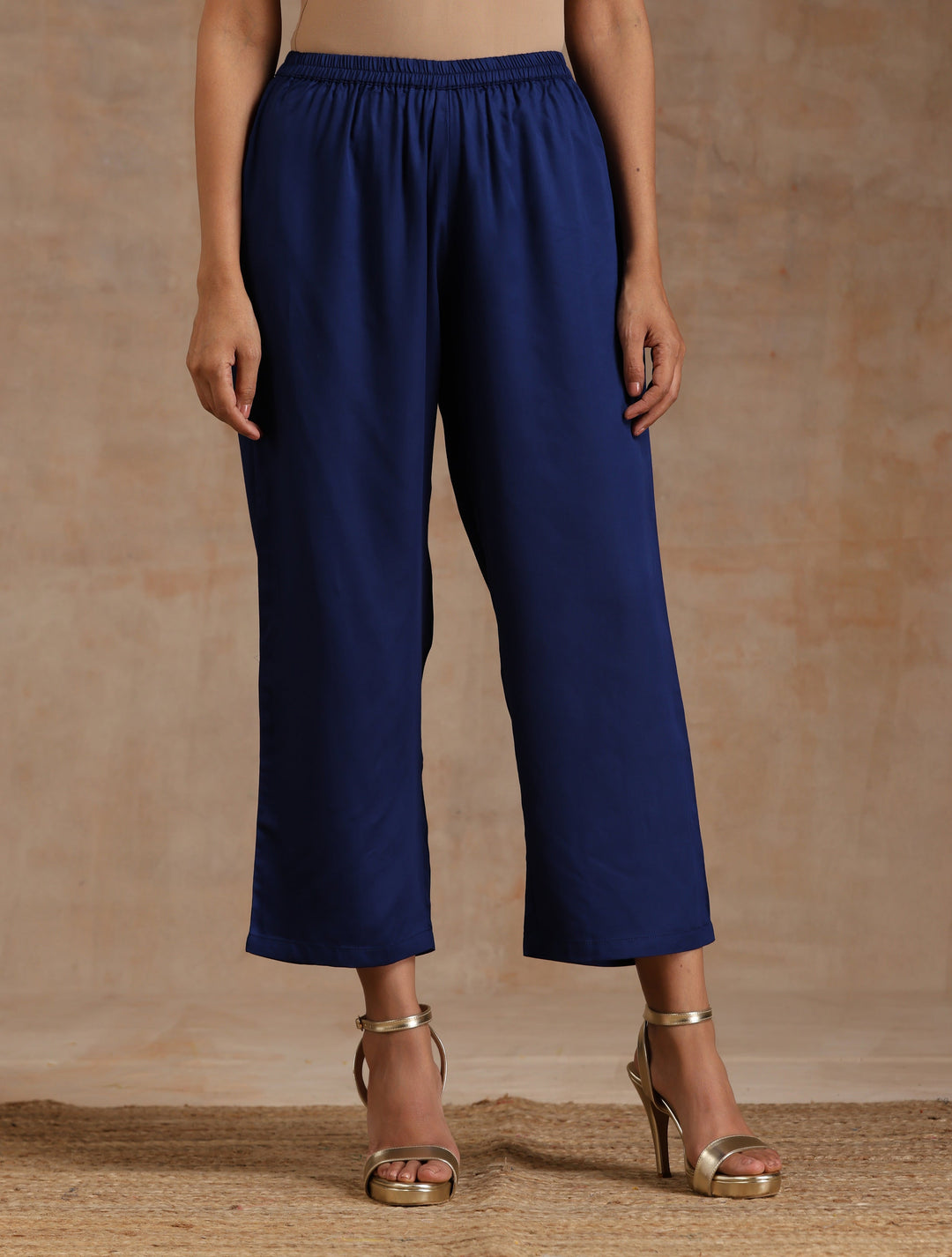 Midnight Blue Modal Satin Relax Kurta Set  | SHOBITAM
