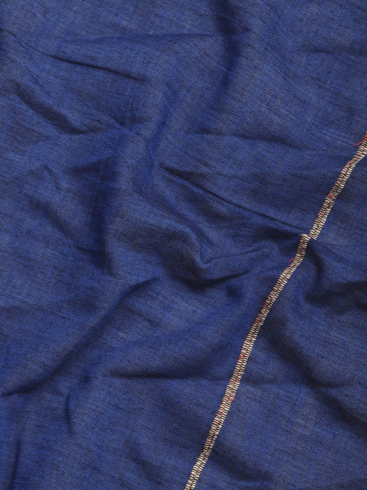 Dark Blue Ajrak Print Khesh Saree with Blouse piece | SHOBITAM