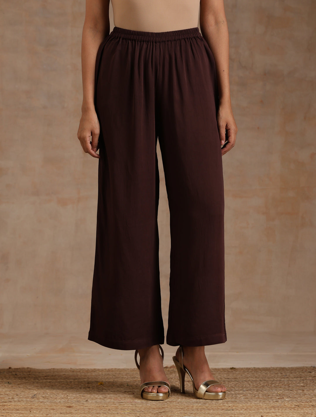 Cola Brown Modal Satin Oversized Kurta Set | SHOBITAM