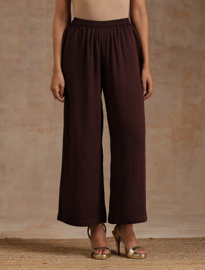 Cola Brown Modal Satin Oversized Kurta Set | SHOBITAM