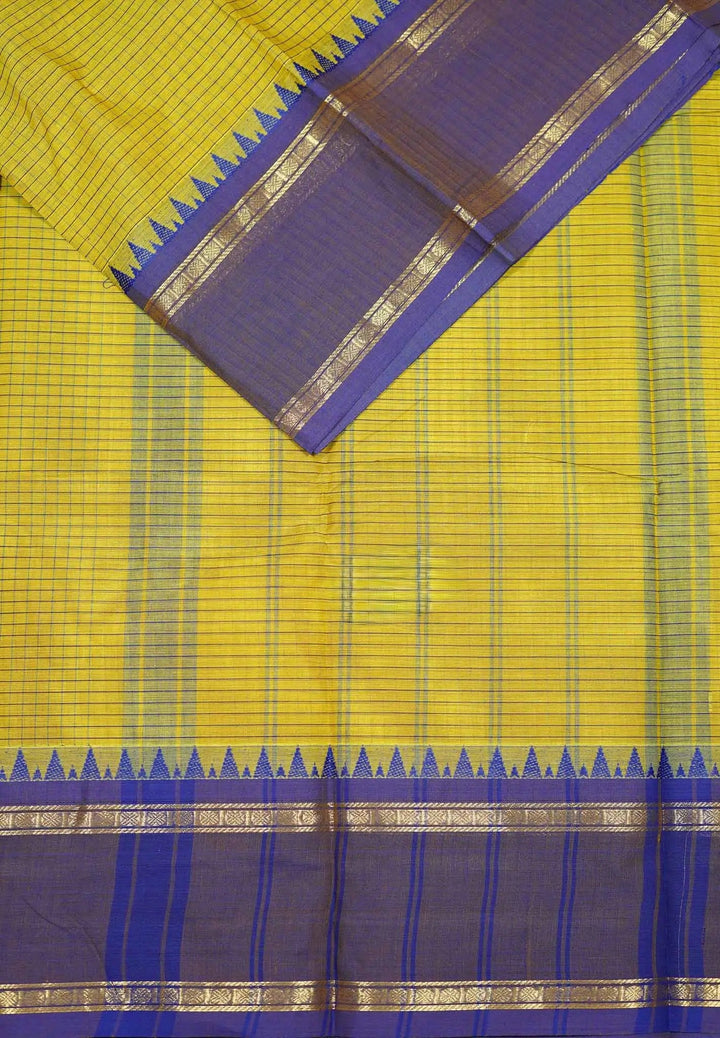 Moss Green Karthigai mercerized cotton rettapeta border with muthu kattam | SHOBITAM
