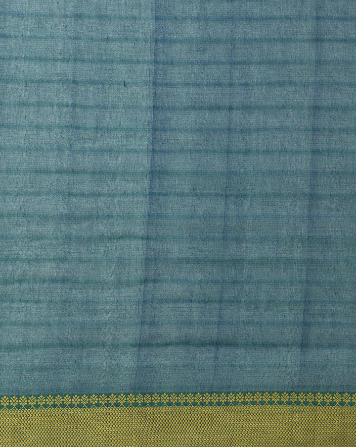 Teal Green Jacquard Cotton Saree | SHOBITAM