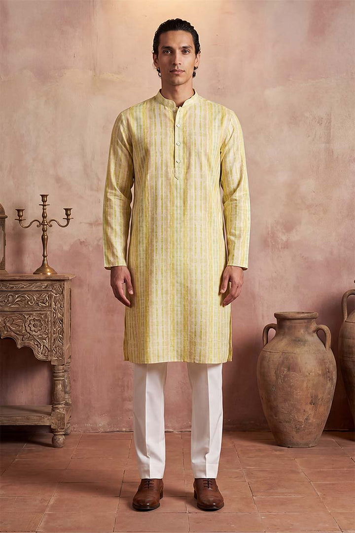 Mens Multi Silk Blend Abstract Printed Kurta With Trousers | SHOBITAM