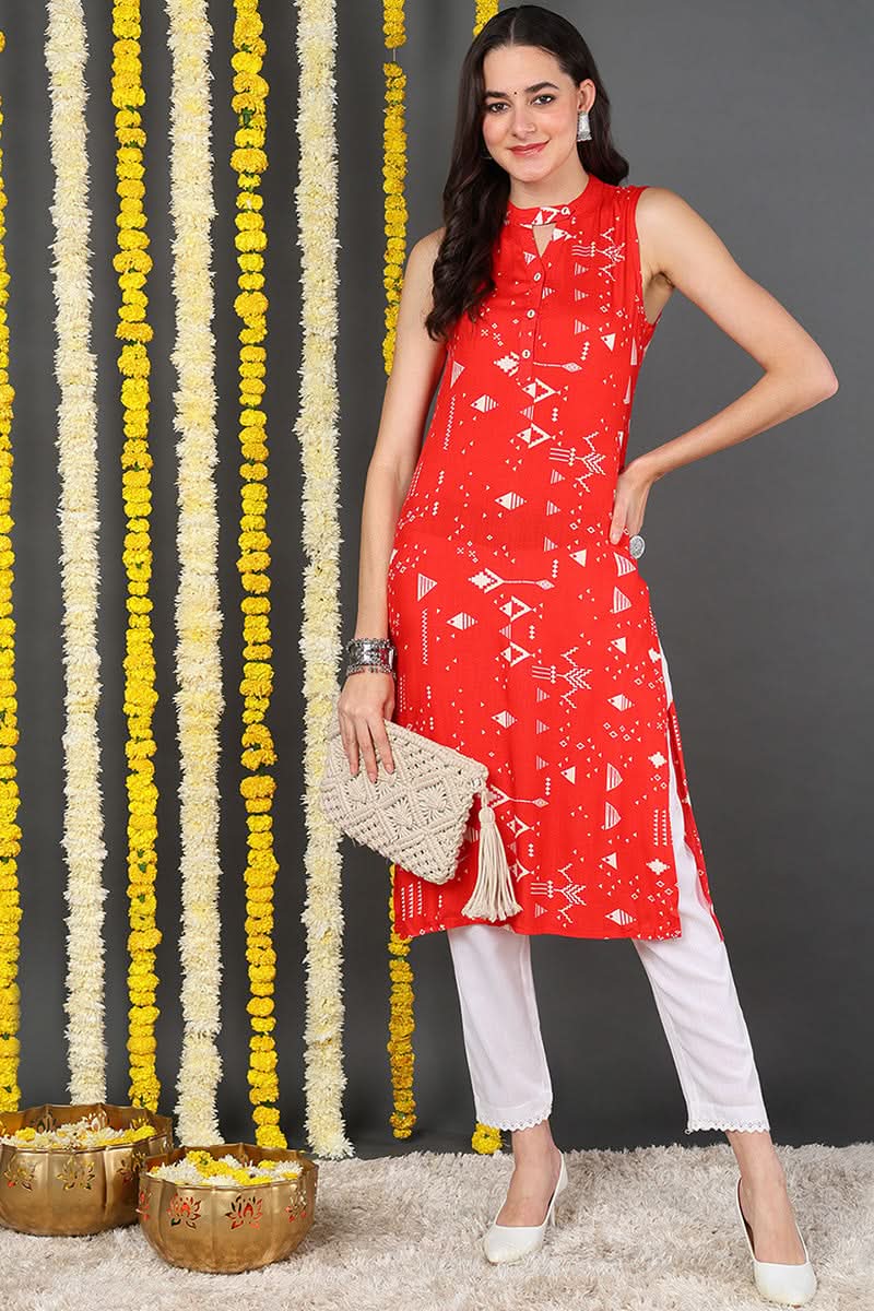 Gorgeous Red Cotton Kurta  | SHOBITAM