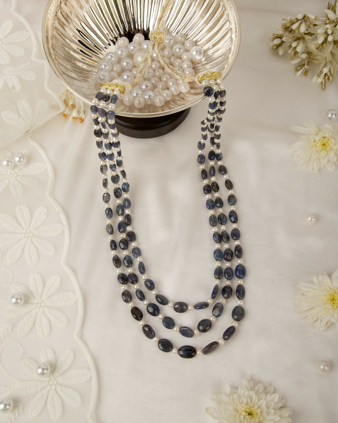 Neel Tara – Tanzanite & Pearl Mala | SHOBITAM